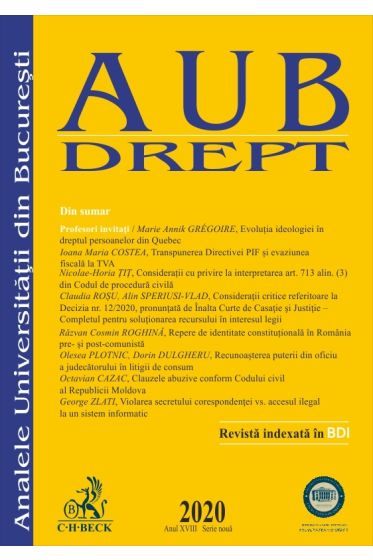 Analele Universității din București - Seria Drept, 2020